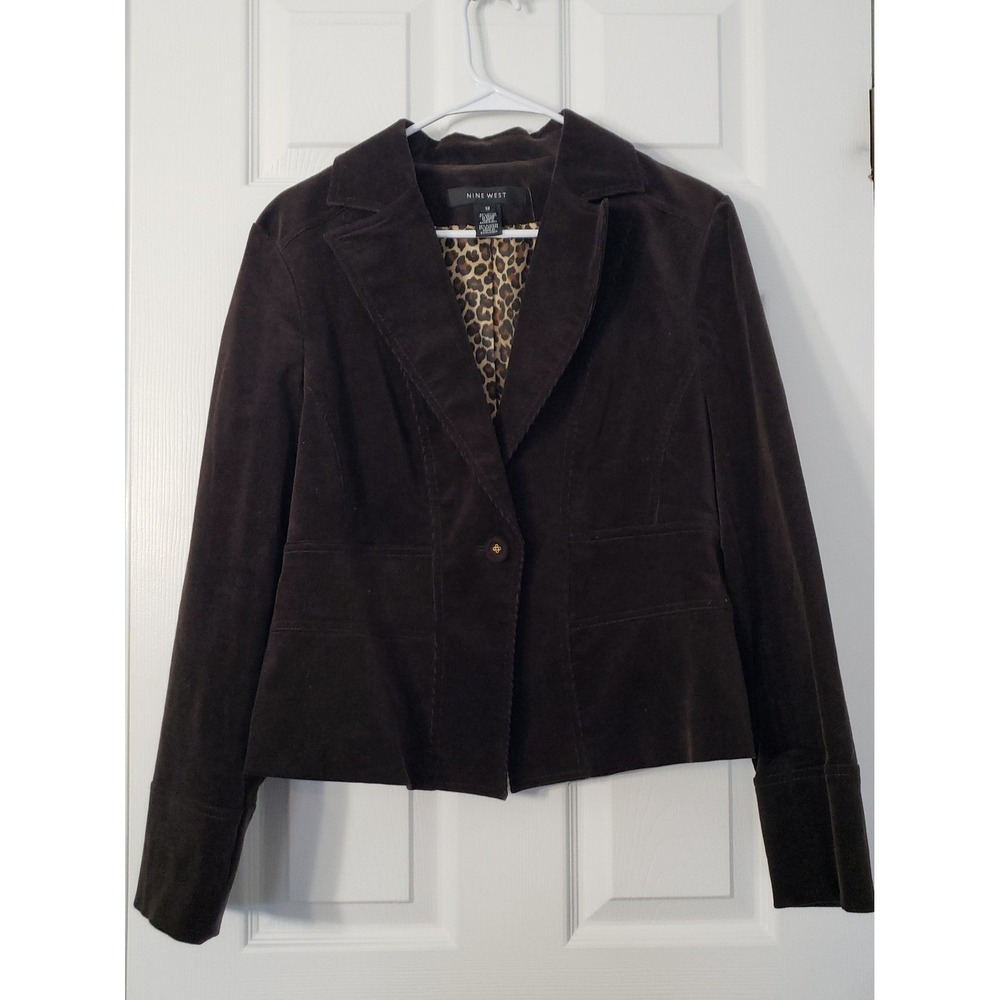 Nine West Womans ‎ Blazer Corduroy Dark Brown Size 12